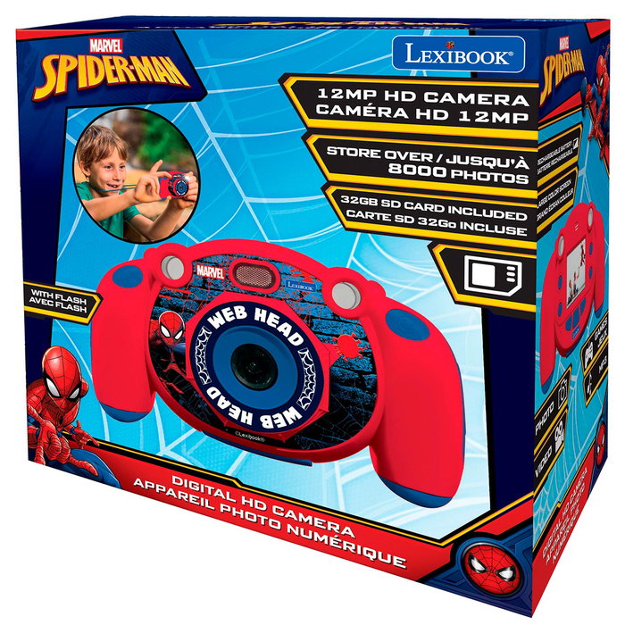 Lexibook - Cámara Digital Spiderman Dj080Sp - Caméra vidéo numérique HD pour enfants avec 138 cadres amusants, vidéo 1080p, photo 12 MP - Âge recommandé : +5 ans