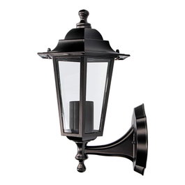 Edm Aplique extérieur Zurich aluminium verre noir E27 60W sans ampoule IP44 19,5x21x32cm