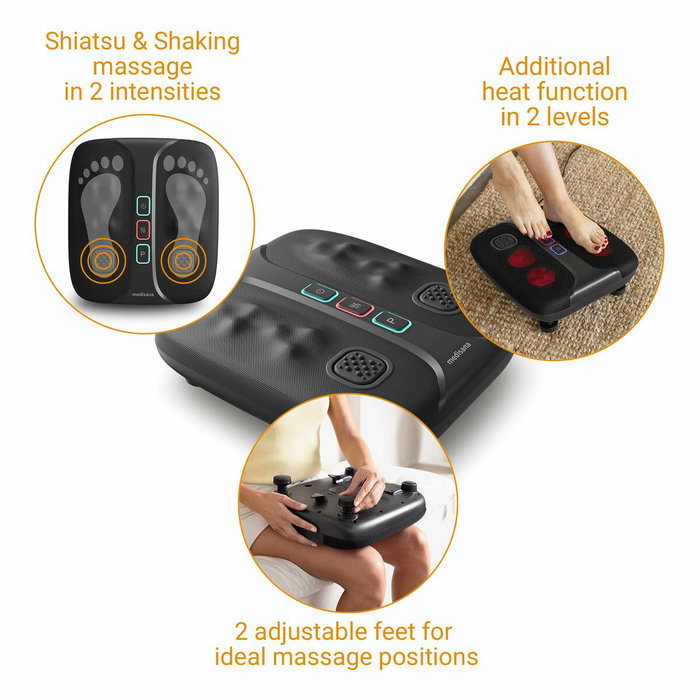 Medisana LM 100 Masseur 2 en 1 Pieds et Jambes avec Shiatsu et Chauffant, Noir