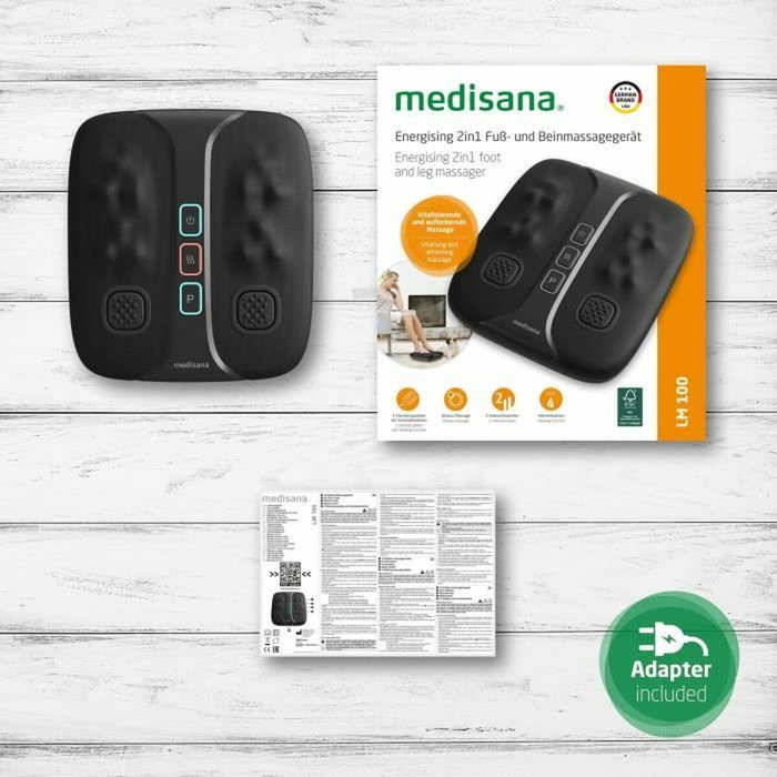Medisana LM 100 Masseur 2 en 1 Pieds et Jambes avec Shiatsu et Chauffant, Noir