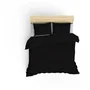 Parure de lit Satin King - Housse de couette 240x220 cm + 2 taies d'oreiller 60x60 cm - Satiné 100% coton - Noir
