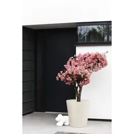 ELHO Pot de fleurs Pure Straight Round 50 - Blanc Lin - 49.5 x 51 cm - 100% Recyclé - Résistant UV Intérieur Extérieur