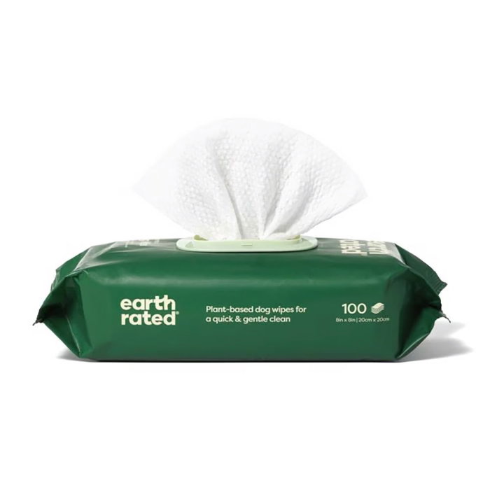 Earth Rated Lingettes pour Animaux Bio Sans Parfum 100 Unités Hypoallergéniques Compostables