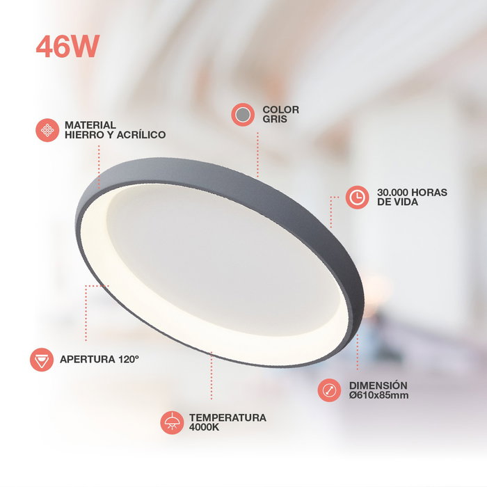 GSC Evolution Plafond LED Simola rond 46W 4000K Gris GSC Evolution Plafond LED Simola rond 46W 4000K Gris