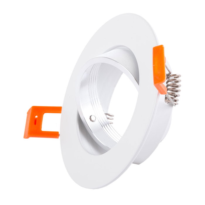 Bague Projecteur Downlight Rond Inclinable Aluminium Blanc 93mm