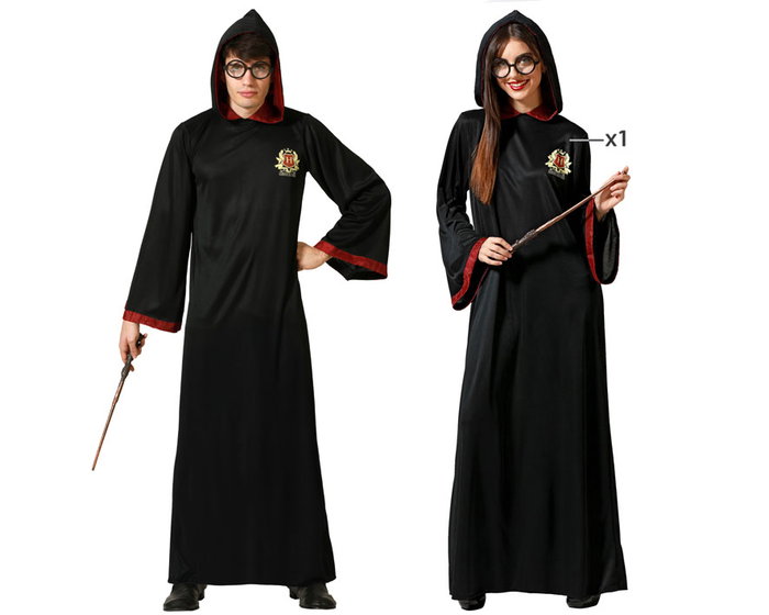 Cosplay Créations - Tunique de Mago Noir avec Capuche Unisexe Adulte - Taille XL - Polyester - Costume Fantaisie et Sorcellerie 2023 Cosplay Créations - Tunique de Mago Noir avec Capuche Unisexe Adulte - Taille XL - Polyester - Costume Fantaisie et Sorcellerie 2023