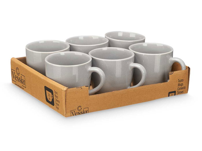 Vessia Tasse à café gris 210 ml en céramique brillante 11 x 8 x 8 cm (Set de 24)