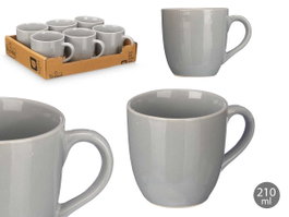Vessia Tasse à café gris 210 ml en céramique brillante 11 x 8 x 8 cm (Set de 24)