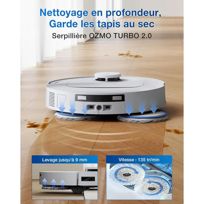 ECOVACS T30C Omni GEN2 - Aspirateur Robot Laveur avec Station OMNI - 25000Pa - Lavage eau chaude 75°C - OZMO Turbo 2.0 ECOVACS T30C Omni GEN2 - Aspirateur Robot Laveur avec Station OMNI - 25000Pa - Lavage eau chaude 75°C - OZMO Turbo 2.0