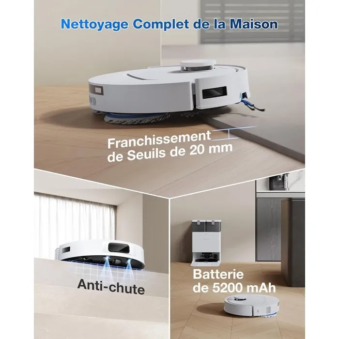 ECOVACS T30C Omni GEN2 - Aspirateur Robot Laveur avec Station OMNI - 25000Pa - Lavage eau chaude 75°C - OZMO Turbo 2.0 ECOVACS T30C Omni GEN2 - Aspirateur Robot Laveur avec Station OMNI - 25000Pa - Lavage eau chaude 75°C - OZMO Turbo 2.0