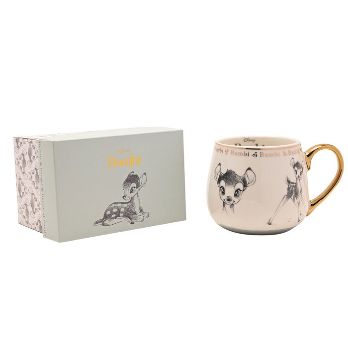 WIDDOP & CO Tasse Bambi Disney en Porcelaine de Chine avec Illustrations et Détails Dorés