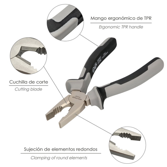 WOLFPACK LINEA PROFESIONAL Pince universelle Maurer Plus 175 mm WOLFPACK LINEA PROFESIONAL Pince universelle Maurer Plus 175 mm