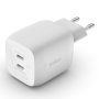 Belkin WCH011vfWH Boost Charge Pro 45W Chargeur mural GaN 2 ports USB-C avec Power Delivery 3.0