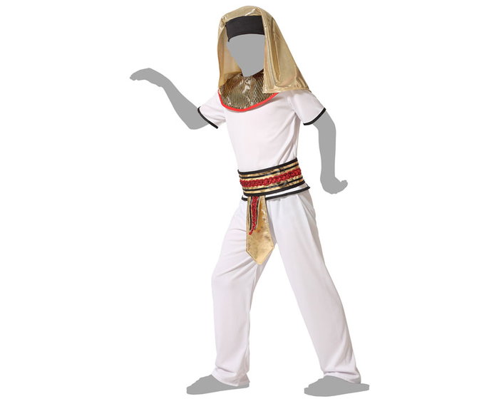 Déguisement égyptien pharaon pour enfant garçon 3-4 ans - Ensemble 5 pièces avec toc doré et accessoires - Blanc et doré - Polyester Déguisement égyptien pharaon pour enfant garçon 3-4 ans - Ensemble 5 pièces avec toc doré et accessoires - Blanc et doré - Polyester