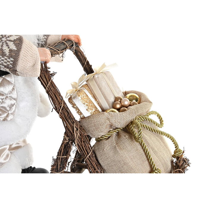 Figurine Décorative DKD Home Decor Père Noël Noël Gris Champagne Bois 42 x 22 x 48 cm