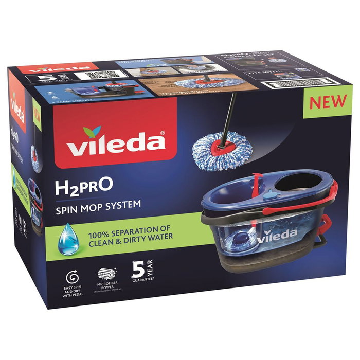 Vileda H2PrO Spin Mop System Dual-Tank System avec seau à double réservoir Vileda H2PrO Spin Mop System Dual-Tank System avec seau à double réservoir