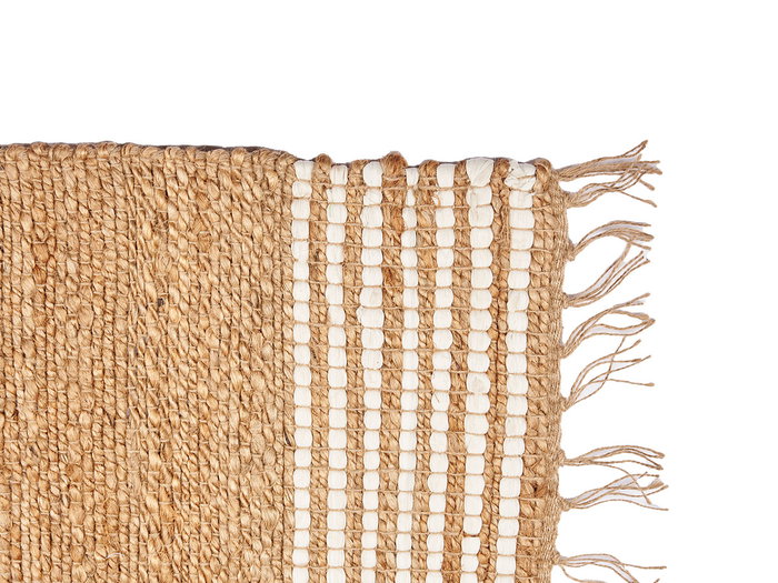 Giftdecor Tapis Naturel Blanc Rayures 60 x 90 cm en Jute et Coton (Set de 12)