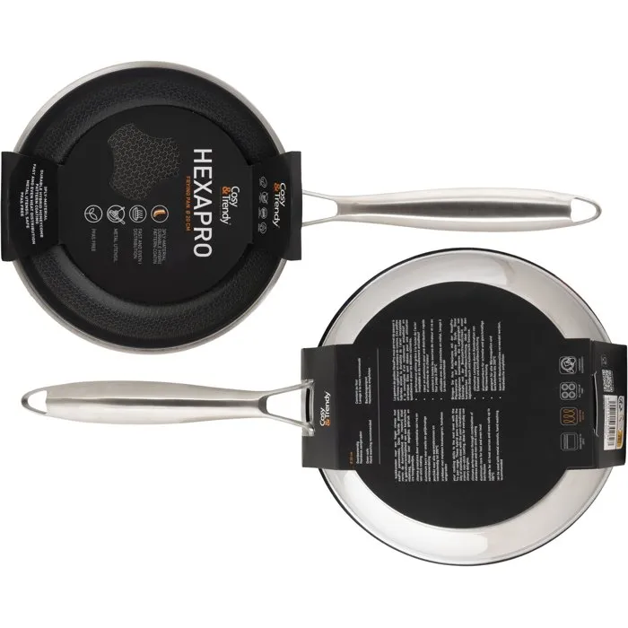 Cosy & Trendy - HEXAPRO - Poêle en acier inoxydable anti-adhésive céramique sans PFAS 20 cm - Compatible tous feux dont induction