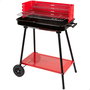 Roues de barbecue au charbon de bois Aktive Acier Plastique 66 x 44 x 85 cm Rectangulaire Rouge