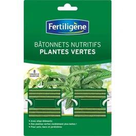 Fertiligene Bâtonnets nutritifs pour plantes vertes x40, engrais longue durée 8 semaines NPK 10-7-9 + oligo-éléments, référence FBPV