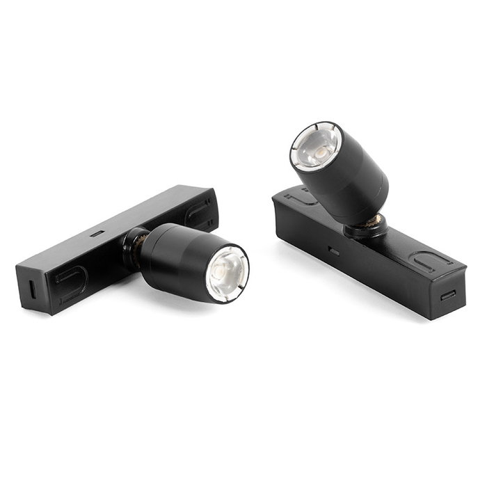 ILIMINACION Y ACC. Foyer LED Minirail Magnétique 1W, 4000K Lumière Naturelle, pour Rails 6-24V DC, Finition Noire