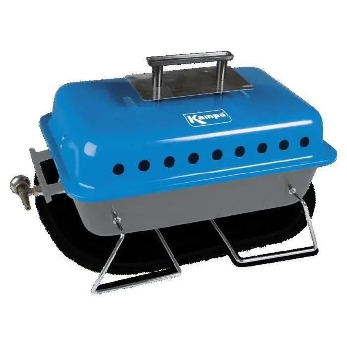 Kampa Bruce Barbecue à gaz portable avec pierres de lave - Bleu et gris - Compact pour le camping et les voyages