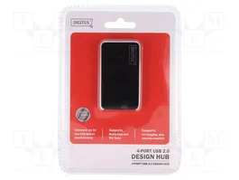 DIGITUS Hub USB 2.0 avec 4 ports USB-A, noir et argent