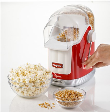 Ariete 2958/00 Machine à pop-corn Party Time rouge - Machine à pop-corn design rétro - Capacité 600 g - Pour snacks naturels sans graisses