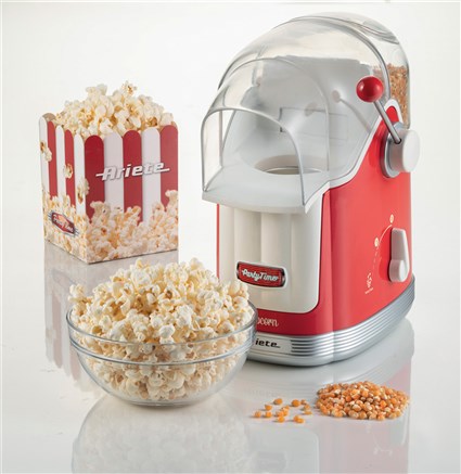 Ariete 2958/00 Machine à pop-corn Party Time rouge - Machine à pop-corn design rétro - Capacité 600 g - Pour snacks naturels sans graisses