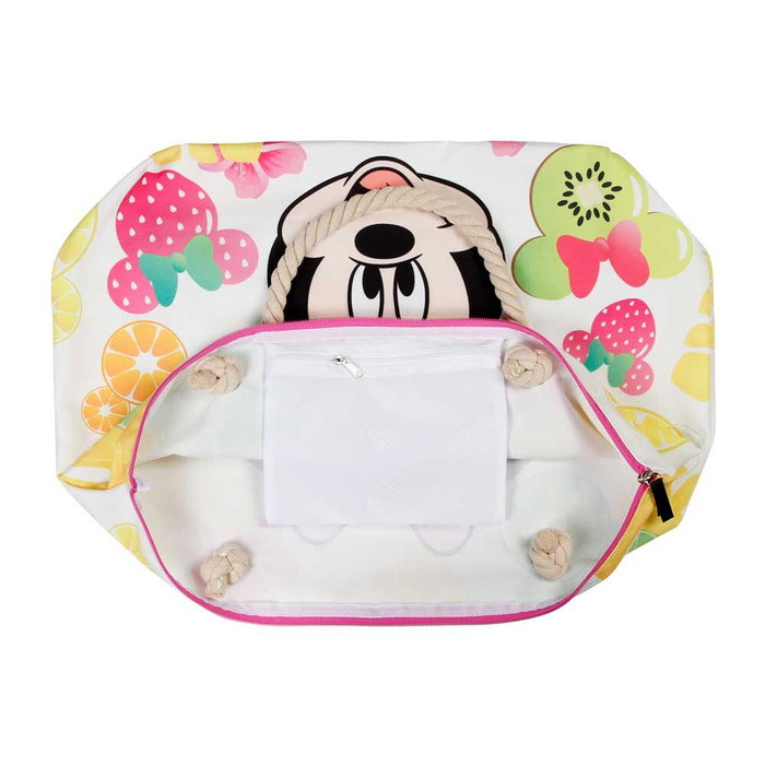 Karactermania Sac de plage Disney Minnie Fruits avec zip, compartiment unique et anses, 37 x 52 x 17 cm
