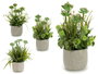 Ibergarden Plante Artificielle Tiges Pot Ciment Assorti Couleurs 23x39x23 cm (Set de 6)