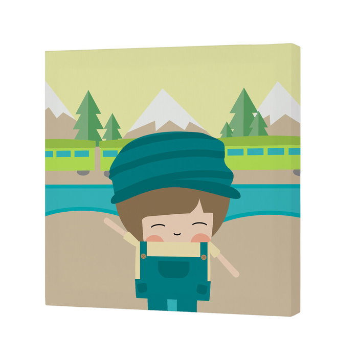 Toile HappyFriday Happynois Train Multicouleur 27 x 27 cm Toile HappyFriday Happynois Train Multicouleur 27 x 27 cm