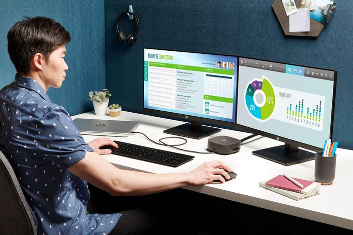 HP Station d'accueil USB-C G5 Essential - Dock de bureau avec charge, triple affichage, Gigabit Ethernet, ports USB et gestion à distance