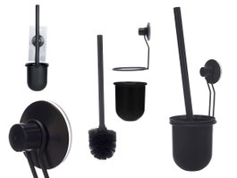 Berilo Support porte-balai mural en métal noir mat avec ventouse 10x36x10 cm (Set de 12)