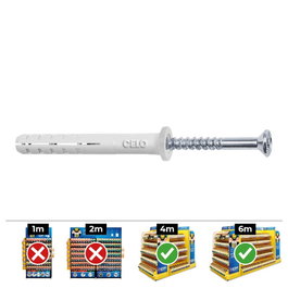 Celo Din np Cheville à frapper Ø6 x 35 mm + Vis tête plate Ø6 x 40 mm, Boîte de 100 unités