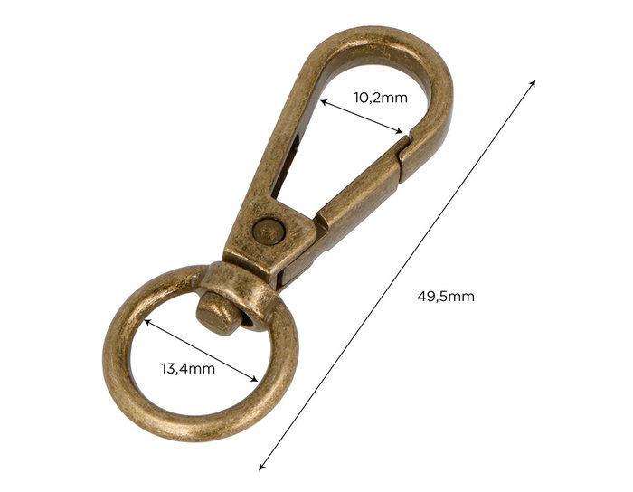 Innspiro Mousqueton à anneau rond en zamak finition or vieilli 13,4 mm (5 unités)
