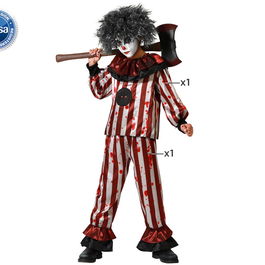 Déguisement Enfant Clown Rouge Sanguinolent avec T-Shirt et Pantalon - Thème Halloween Effrayant pour Garçon 7-9 Ans