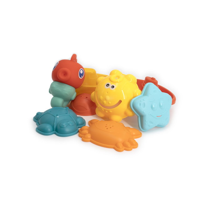 TACHAN - Organisateur de bain pour jouets avec 2 ventouses, sac filet à fermeture et 7 accessoires (2 bateaux, 3 moules animaux, hippocampe, balle poisson) - Enfant 1 an et plus TACHAN - Organisateur de bain pour jouets avec 2 ventouses, sac filet à fermeture et 7 accessoires (2 bateaux, 3 moules animaux, hippocampe, balle poisson) - Enfant 1 an et plus