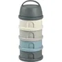 Beaba Boîte Doseuse avec 4 compartiments empilables, hermétique, sans BPA - Mineral Grey / Blue