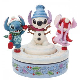 Enesco Figure décorative Disney Stitch et Angel bonhomme de neige rotatif