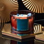 Home Deco Factory Bougie Parfumée avec Pierres Précieuses et Pépites Dorées