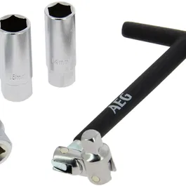 AEG - Clé à bougie articulée 3 douilles 14/16/21 mm pour véhicule essence - Poignée T antiglisse, acier inoxydable - Outillage 3/8