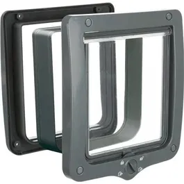 Trixie Chatière électronique avec tunnel, 4 modes de fonctionnement, XXL (24 x 28 cm), gris