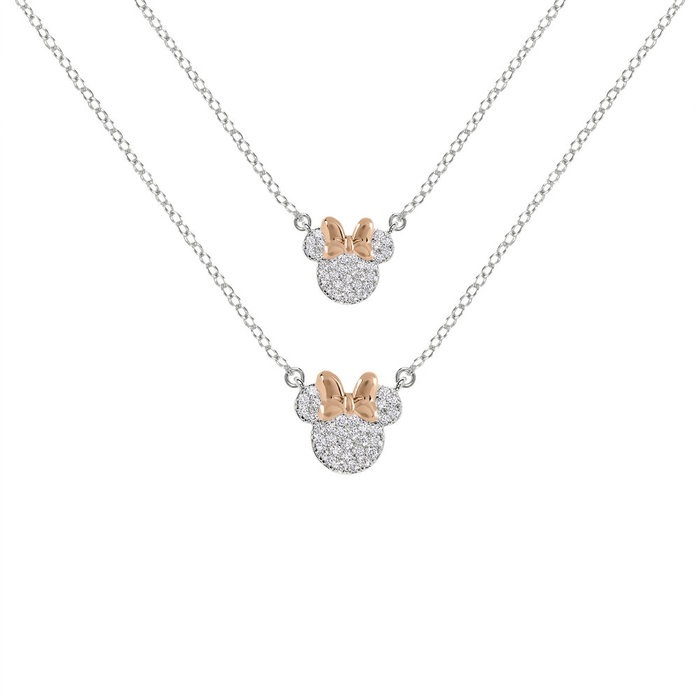 PEERS HARDY Set de 2 Pendentifs Mère et Fille Minnie Disney - Colliers Argent et Lacs Doré Rose avec Zirconium PEERS HARDY Set de 2 Pendentifs Mère et Fille Minnie Disney - Colliers Argent et Lacs Doré Rose avec Zirconium