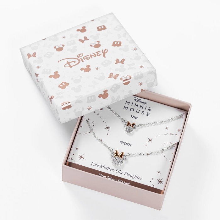 PEERS HARDY Set de 2 Pendentifs Mère et Fille Minnie Disney - Colliers Argent et Lacs Doré Rose avec Zirconium PEERS HARDY Set de 2 Pendentifs Mère et Fille Minnie Disney - Colliers Argent et Lacs Doré Rose avec Zirconium