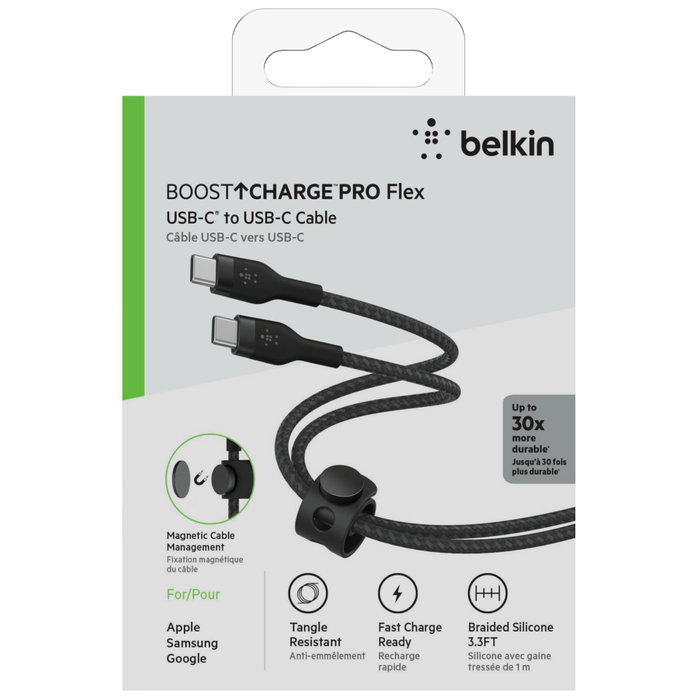 Belkin BOOST CHARGE PRO Flex Câble USB-C/USB-C 1m Noir Belkin BOOST CHARGE PRO Flex Câble USB-C/USB-C 1m Noir