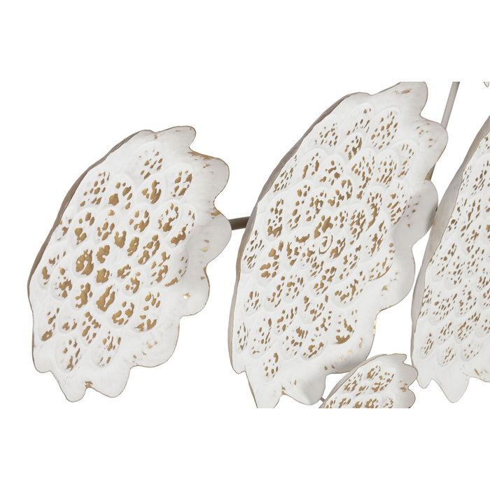 Home ESPRIT Figurine Décorative Fleur Décapé Blanc Doré