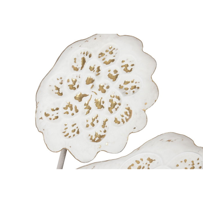Home ESPRIT Figurine Décorative Fleur Décapé Blanc Doré