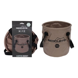 Redcliffs Seau pliable imperméable de camping 10 litres marron Ø 24 x 24 cm