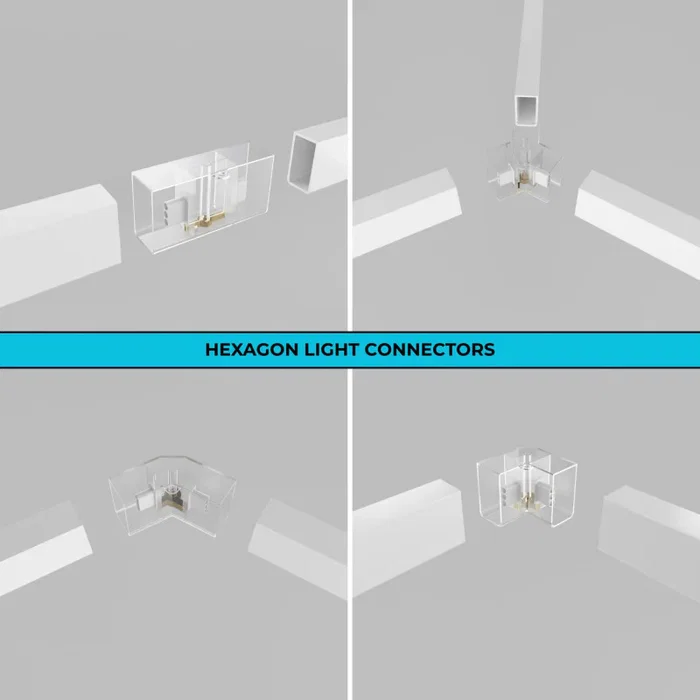 Lámpara LED hexagonal 6000K 690W 76000 lúmenes 14 hexágonos 56cm + Rectángulo 500cm